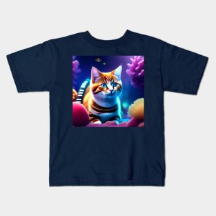 AquaNaut Cat in A Coral Reef Kids T-Shirt